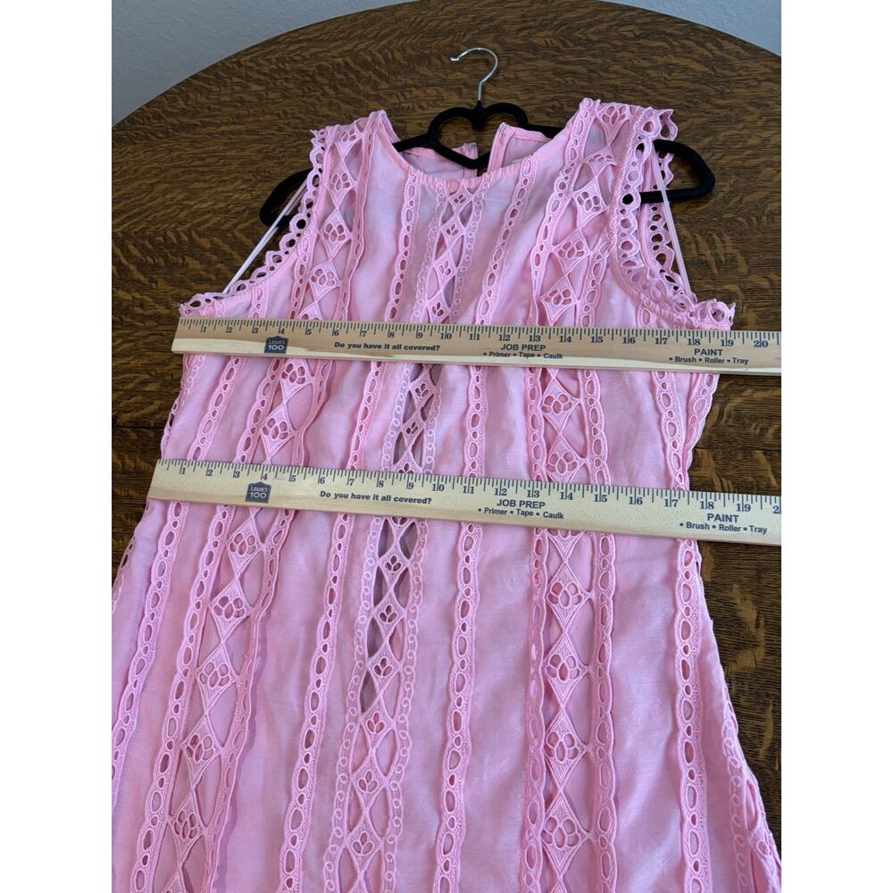 Endless Rose Pink Lace Overlay Dress Round Neck Lined Midi Sleeveless Sz L - Picture 12 of 16